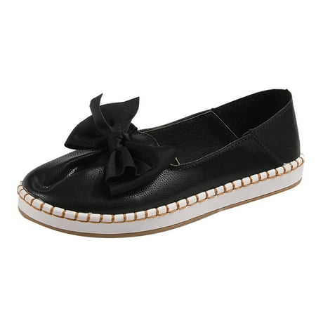 

gvdentm Womens Shoes Fashion Summer And Autumn Women Casual Shoes Shallow Mouth Round Toe Bow Women Shoes Casual Boots
