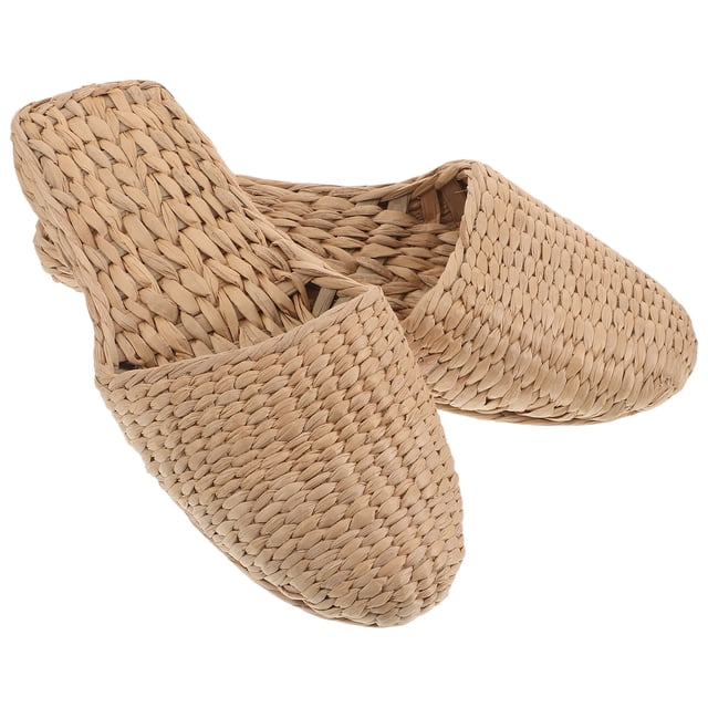 Greenadscape 1Par Zapatillas Tejidas De Paja Natural Con Y Antideslizante Para Uso En Casa