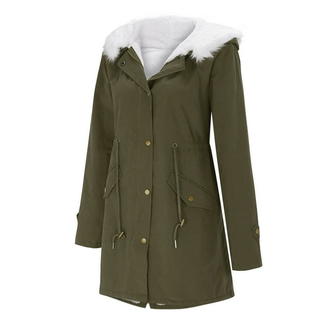 WEIYLL Veste en Molleton pour Femmes Chaude à Capuche Épaisse Rembourrée Grand Col Vert pour Temps Froid Taille TG