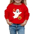 thumbnail image 4 of Zylarhe Halloween Sweatshirts for Kids Kids Halloween Print Long Sleeve Pullover Hooded Sweatshirt Boys Girls Cozy Watermelon Red 13-14 Years, 4 of 4