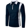 thumbnail image 1 of yievot Chemise à Col à Revers pour Homme à Manches Longues, Couture Bicolore, Mode, Fermeture Éclair, Manches Longues, Polo à Col Rabattu, 1 of 5