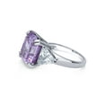 thumbnail image 3 of BERRICLE Sterling Silver 3-Stone Purple Asscher Cut Cubic Zirconia CZ Statement Cocktail Fashion Anniversary Ring for Women, Rhodium Plated 12.6 Carat Size 10, 3 of 11