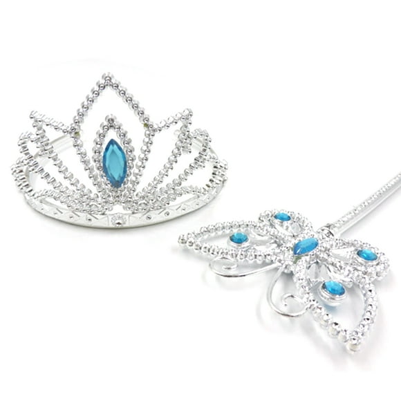 Girls Princess Crown Lovely Shiny Rhinestone Dress up Crown with Princess Wand