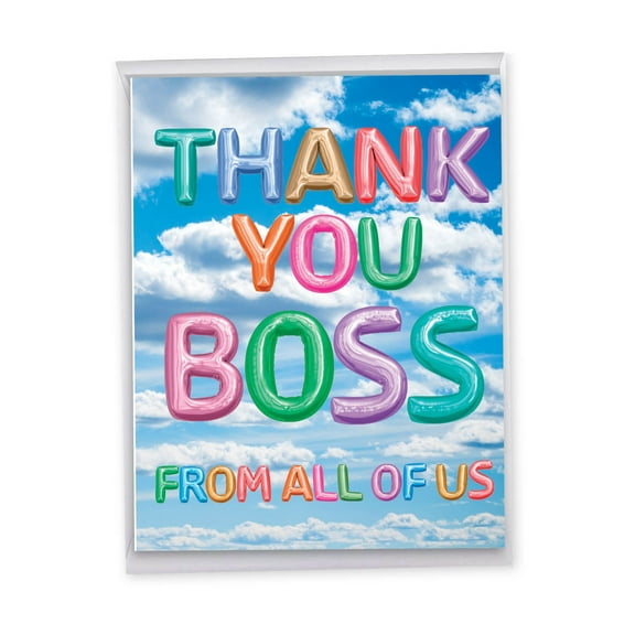 1 Big Boss Thank You Card with Envelope (8.5 x 11 Inch) - Inflated Messages Thank You Boss J5651UBYG-US