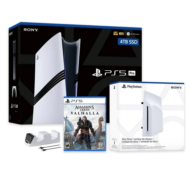 PlayStation 5 Pro 4TB SSD Console with Disc Drive, Wireless Controller and Charger, Assassin's Creed Valhalla - CFI-7019 PS5 Pro