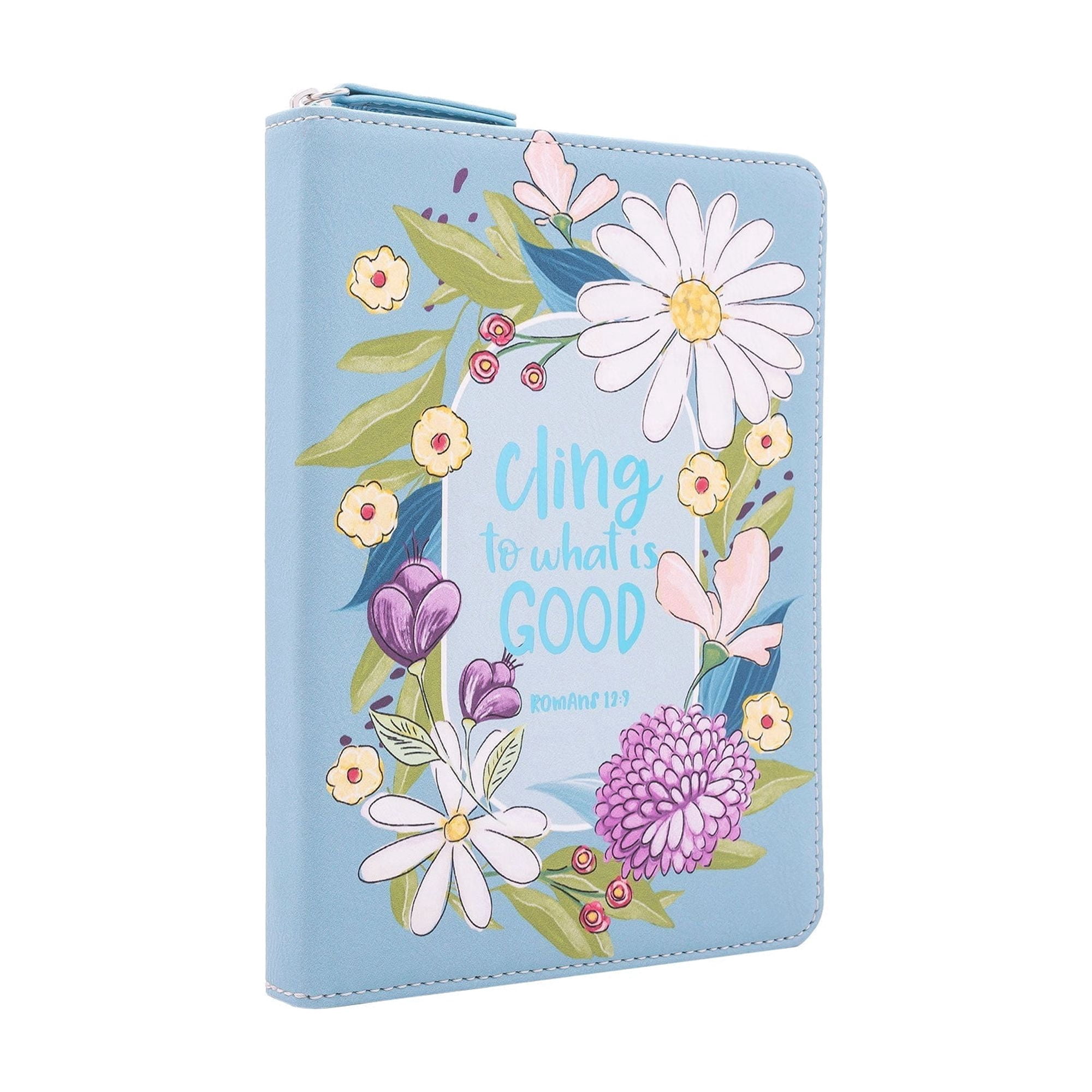 Zippered Faux Leather Journal: Cling to what is Good, Romans 12:9