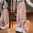 thumbnail image 5 of UJNDER Girl's Loose Fit Wide Leg Trousers for Comfortable Outdoor Play Cargo Sweatpants,Pink,6-7 Years, 5 of 7