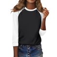 thumbnail image 6 of Shirt for Women's Fashion Casual Raglan Sleeve Round Neck 3/4 Sleeve Loose Printed T-Shirt Ladies Top, 6 of 7