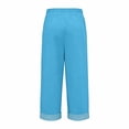 thumbnail image 7 of Summer Linen Pants for Women Loose Wide Leg Trousers Side Button Elastic Waist Straight Pants Crop Pants, 7 of 7