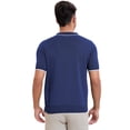 thumbnail image 3 of DARING DIVA Men's Formal Short Sleeved Zipper Slim Fit Classic Polo Shirts XL Navy Blue, 3 of 5