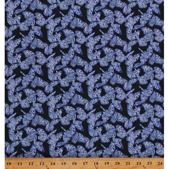 Cotton Butterflies Insects Bugs Feathered Beauty Butterfly Blue Cotton Fabric Print by the Yard (73041-1600715)
