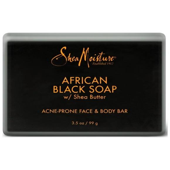 SheaMoisture African Black Acne Prone Face and Body Bar Soap with Shea Butter, 3.5 oz