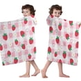 thumbnail image 4 of Strawberry Plants Fruit Heart Daisy Checkered Hooded Bath Towel，50"x30" for Ages 3 To 12 Kids, Quick Dry Lightweight Soft Microfiber Hood Beach Towel Cover Up for Kids, 4 of 7