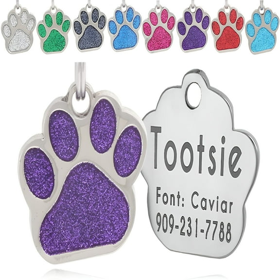 ACDANC Pet ID Tags, Personalized Dog Tags and Cat Tags, Custom Engraved, Easy to Read, Cute Paw Pet Tag