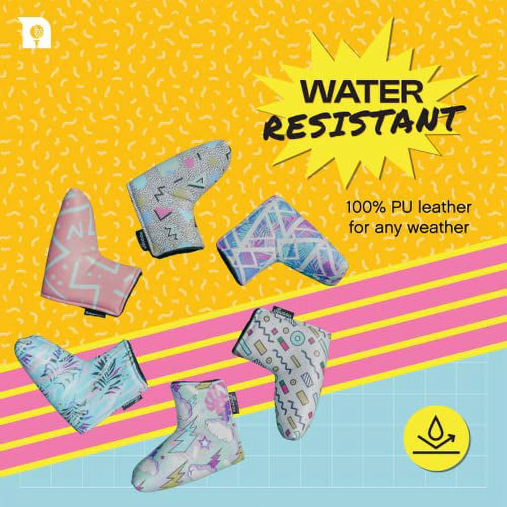 Noonan Golf Putter Cover - Magnetic Blade Golf Club Cover - Fleece Lined & Water Resistant - Fun, Creative & Unique Headcover Designs (Zesty Zig Zag)