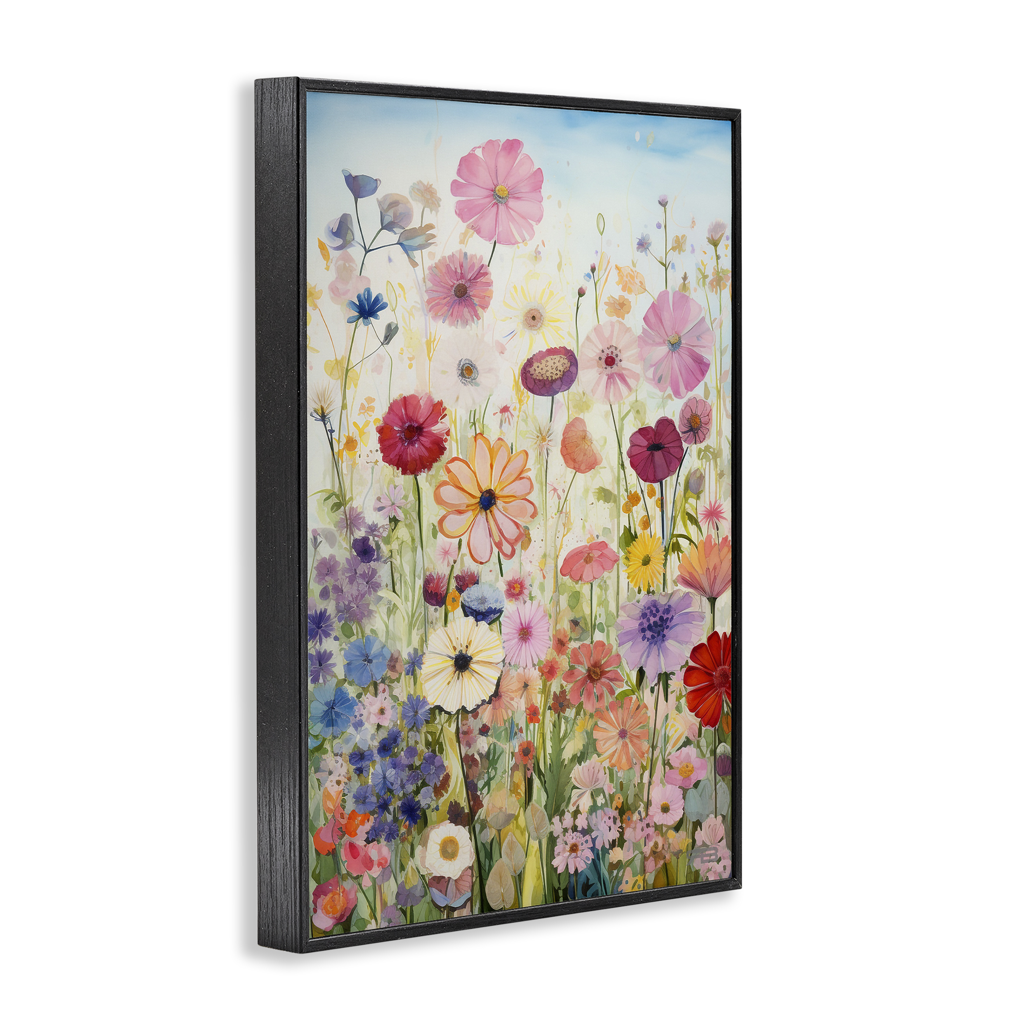 Stupell Industries Full Floral Garden Botanical & Floral Painting Black Framed Art Print Wall Art, 12 x 18