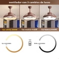 thumbnail image 3 of CITYLUZ VENTILADOR DE TECHO LED CON CONTROL REMOTO – 4 VELOCIDADES Y 3 TEMPERATURAS DE LUZ 72W, 40CM X 12.5CM, INCLUYE 1 UNIDAD, 3 of 7