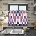thumbnail image 4 of Yayeee Kitchen Curtains Tier Pair Light Filtering 27"x24" Rod Pocket Short Cafe Window Panel, Pink White And Purple Plaid Pattern, 4 of 7