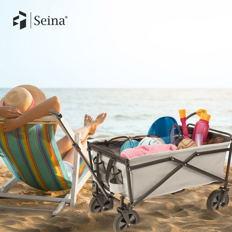 Seina Collapsible Portable Utility Wagon Cart with Foldable