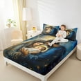 thumbnail image 4 of Manfei Merry Christmas Full Size Sheets,Gold Glitter Print Bed Sheets,Oil Painting Artistic Sheet Sets For Boy Girl,Luxury Bedroom Decor,4pcs, 4 of 7