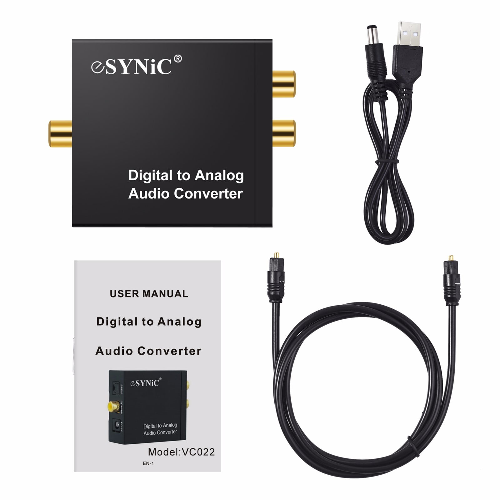 ESYNIC Toslink Signal Optical Coaxial Digital to Analog Audio Converter Adapter RCA L/R with Fiber Cable for HDTV XBox PS3 Blu-ray Player - Walmart.com