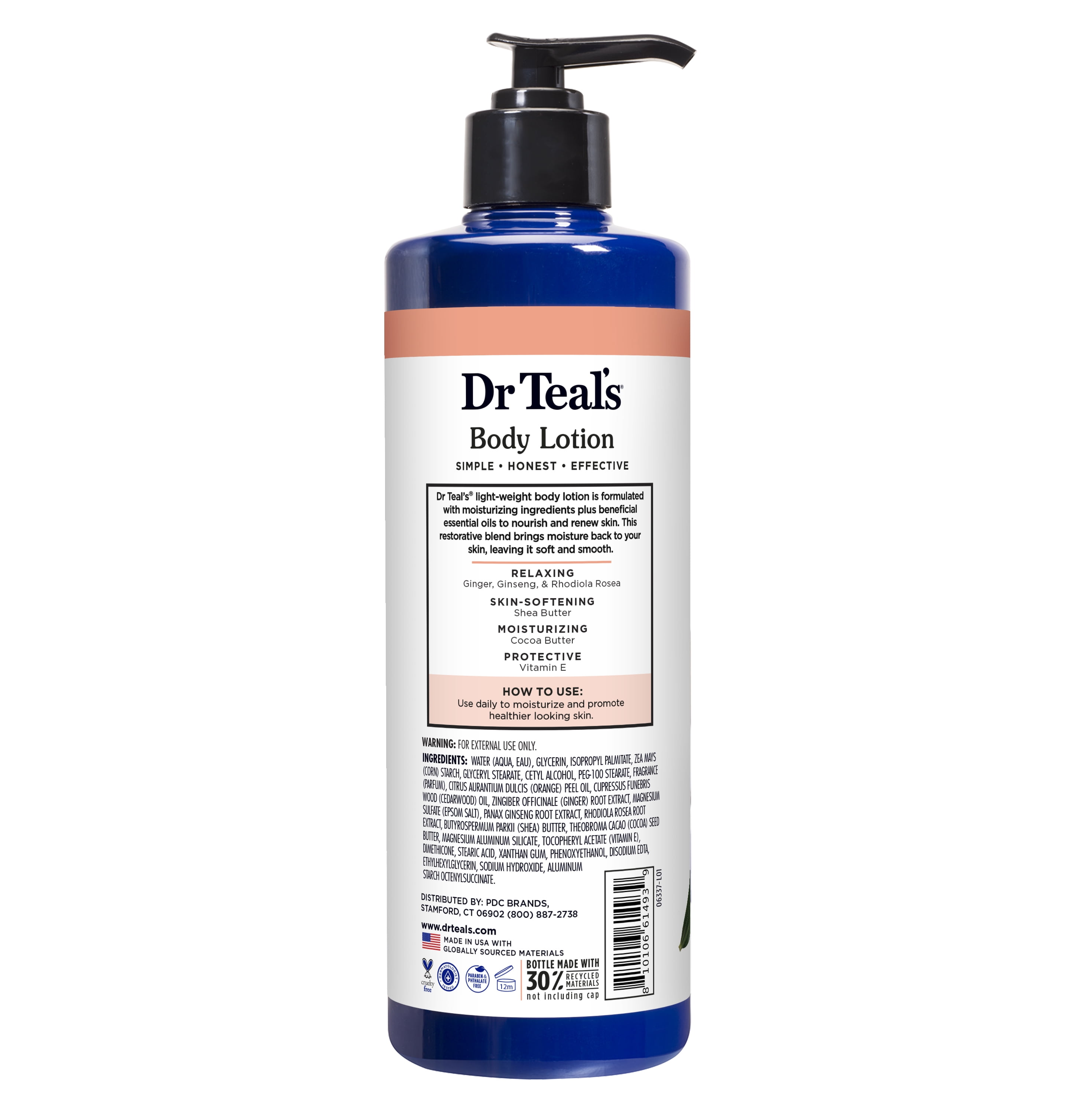 Dr Teal's Stress Relief Body Lotion with Ginger, Ginseng & Rhodiola Rosea, 18 fl oz