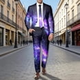 thumbnail image 2 of Mens Galaxy Cosmic Print Formal Two Piece Business Attire With Jacket Trousers Clothes, 2 of 9