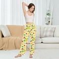 thumbnail image 4 of Dailycode Women's Pajama Pants Wide Leg Lounge Pj Bottoms With Pockets Orange Cherry Leaf, 4 of 7