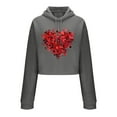thumbnail image 3 of Mifsaly Valentine Crop Hoodie Women Hearts Print Long Sleeve Hooded Sweatshirt Loose Dressy Casual Pullover Tops Girls Girlfriend Gifts Shirts Outdoor Travel Spring Loungewear M, 3 of 6