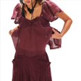 thumbnail image 2 of Blusa de Encaje Transparente Estilo Bohemio con Volantes y Lazo Frontal para Mujer, Estilo Babydoll Bordado Y2K, con Botones y Mangas . Púrpura L, 2 of 8