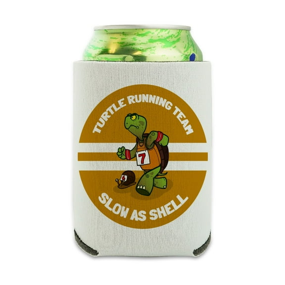 Turtle Running Team Slow As Shell Can Cooler - Drink Sleeve Hugger Collapsible Insulator - Beverage Insulated Holder