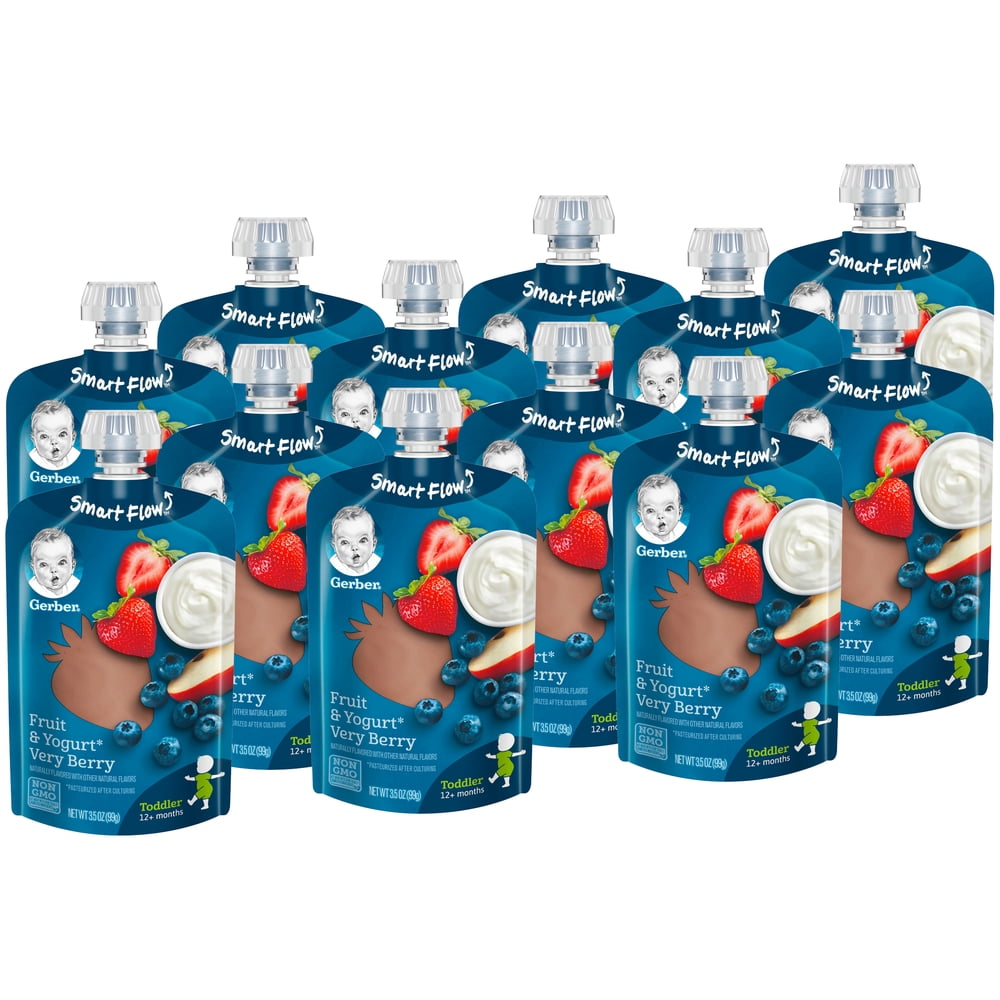(Pack of 12) Gerber Toddler Baby Food, Fruit & Yogurt Very Berry, 3.5