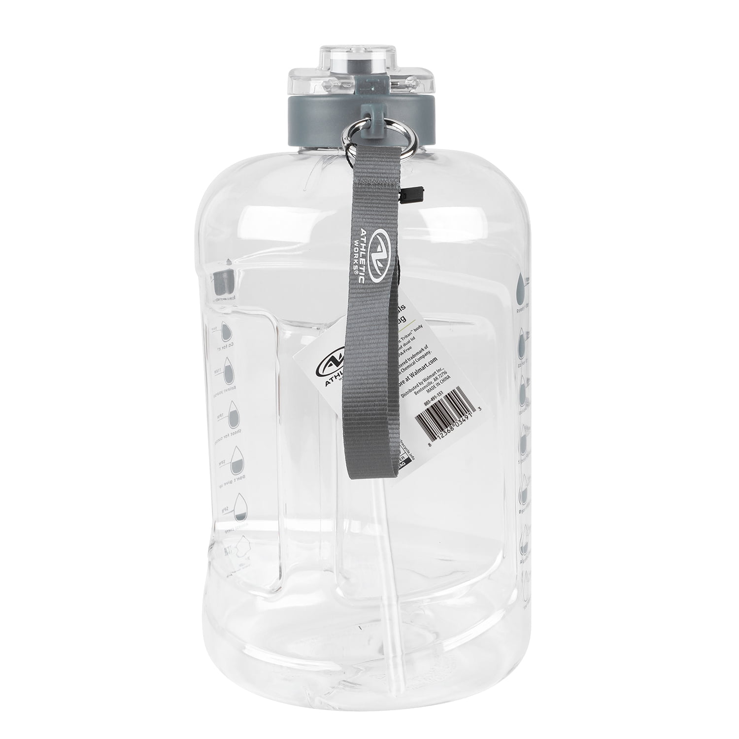 Athletic Works 128 oz Goals Jug with Dual Lid, Black Accent
