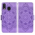 thumbnail image 4 of Asuwish Compatible with Samsung Galaxy A20e Wallet Phone Case and Tempered Glass Screen Protector Flip Credit Card Holder Stand Mandala Flower Cell Cover Wrist Strap for A 20e 20ae Women Men Purple, 4 of 8