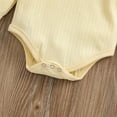 thumbnail image 4 of Qiylii Baby Solid Color Romper, High Collar Long Sleeve Ribbed Bodysuit, 4 of 7