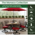 thumbnail image 3 of Hanover Monaco 7-Piece Outdoor Patio Dining Set, 6 Cushioned Swivel Rocker Chairs, 60" Round Tile Table, 9' Umbrella, and Umbrella Base, Brushed Bronze Finish, Rust-Resistant, All-Weather, 3 of 9