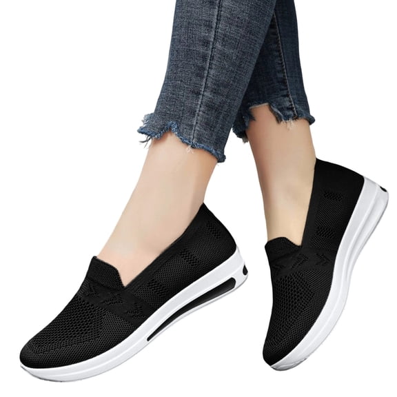 Abomasnow Womens Cloth Knit Slip‑On Breathable Walking Sneaker Shoes Casual Workout Running Going Out Shoes