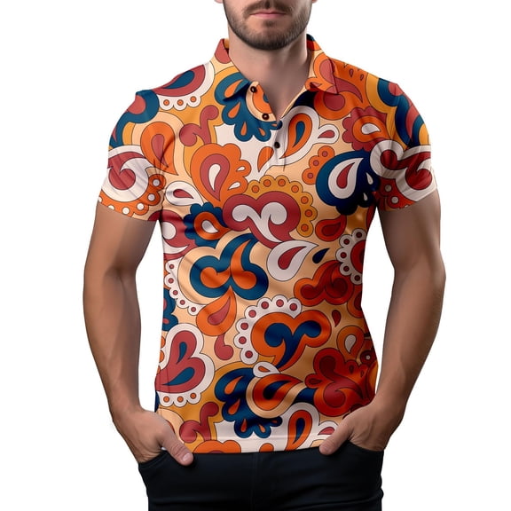 FBMDBB Men's Beach Shirt Printed Casual Loose Shirt Plan T Shirt