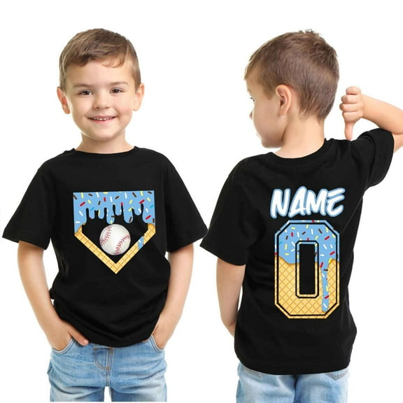 WOYY Toddler Boys Summer Graphic Tee Baseball Ice-Cream Short Sleeve T Shirt, Sizes 3-13