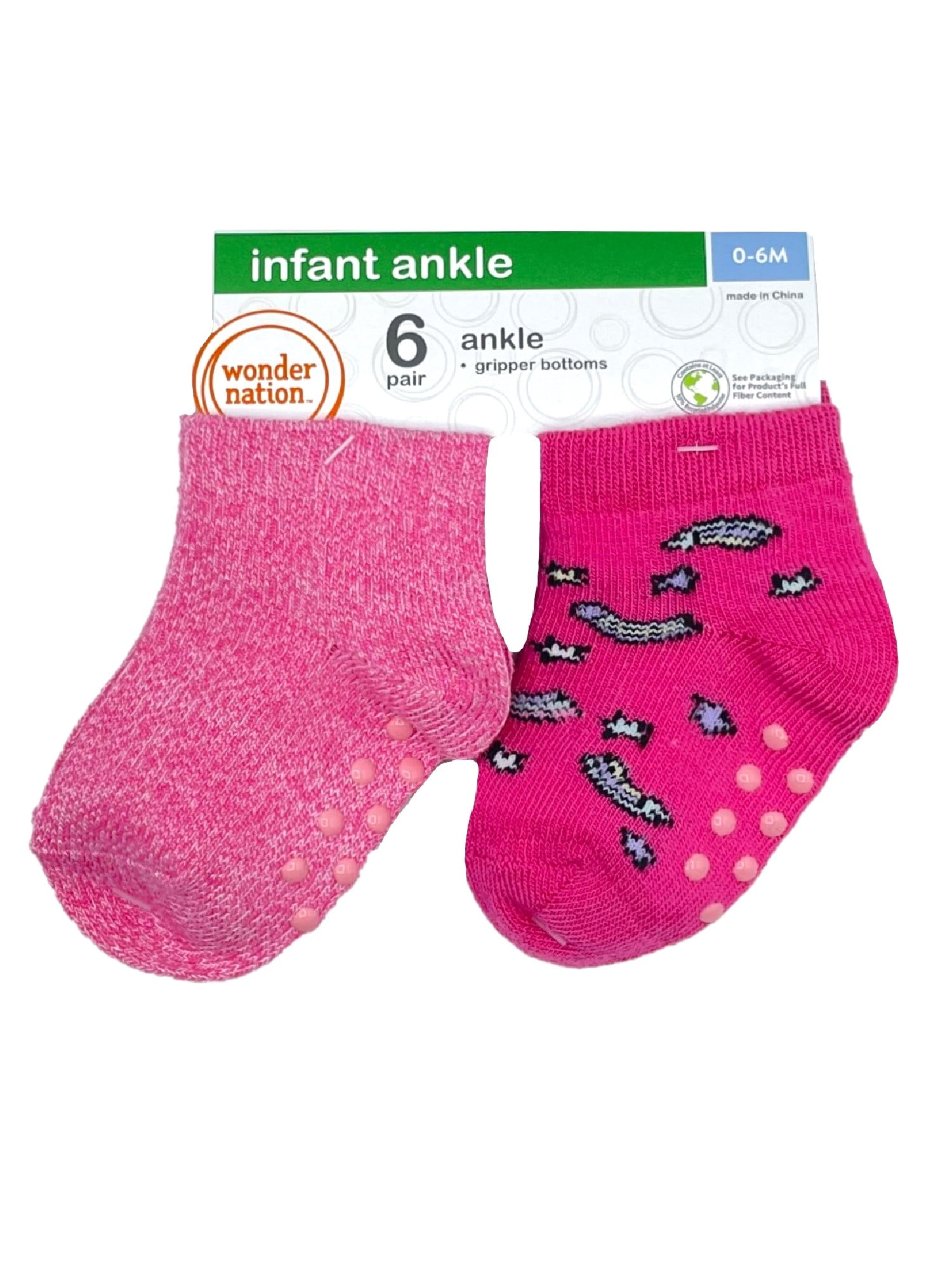 Wonder Nation Baby and Toddler Ankle Socks, 6-Pack, Sizes 0M-18M