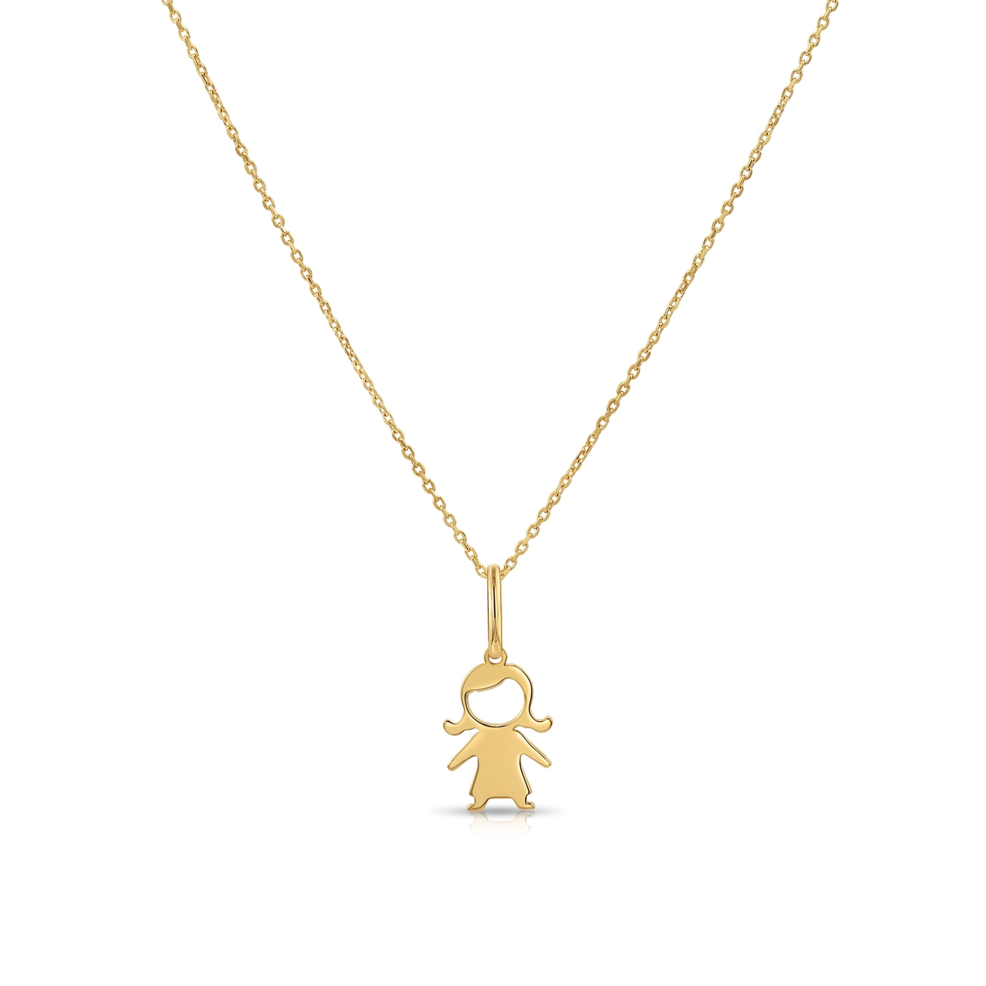 Tilo Jewelry 14K Yellow Gold Little Daughter Pendant Charm Necklace for Women & Unisex | 18 Inch Cable Chain