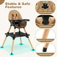 thumbnail image 4 of Chaise Haute pour Bébé Réglable, Chaise de Repas pour Bébé Convertible avec Siège Coussiné, Ceinture à 5 Points, Plateau Détachable Réglable en 4 Étapes, Convient aux Bébés de 6 à 36 Mois, Café, 4 of 9