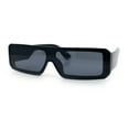 thumbnail image 4 of Bold Narrow Rectangle Shield Inset Lens 80s Robotic Plastic Sunglasses Shiny Black - Black, 4 of 8