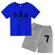 thumbnail image 3 of Ropa de bebé con estampado de letras para niños y adolescentes, conjunto de camiseta y pantalones cortos de verano de 2 piezas, conjunto informal de manga corta para niños y niñas, 3 of 5