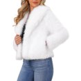 thumbnail image 4 of INSPIRE CHIC Womens Faux Fur Coat Lapel Open Front Long Sleeve Fluffy Shaggy Jacket Winter Warm Furry Overcoat S White, 4 of 6
