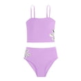 thumbnail image 3 of Ticikt Girls Two-Piece Tankini Swimsuit, 7-14Y Kids Floral Cutout Swimwear Bathing Suit for Beach Pool,Purple, 3 of 6
