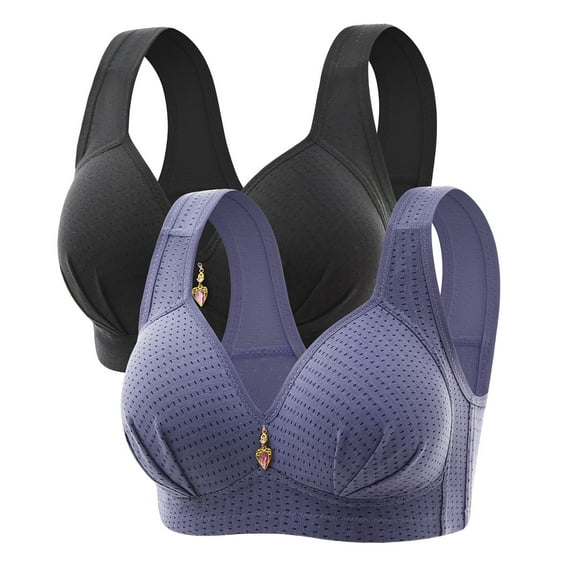 EchfiProm Wire-Free Sleep Bras for Women Beige 2PC Push Up Full Coverage Bras 36