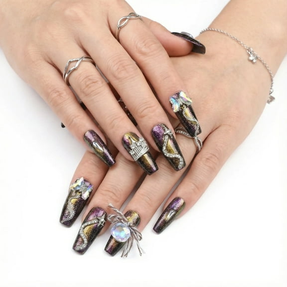 JC Press On Nails Kit, Short Length Nail, Durable, Easy Application, Stylish Impress Red, 10 Pieces