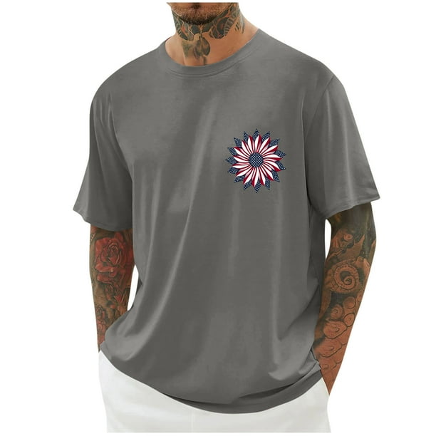 Tops para hombre, blusas y camisas de cuello redondo y manga corta para hombre, blusas casuales de cuello redondo con estampado de moda para hombre, blusas de cuello redondo y manga corta, camisas par