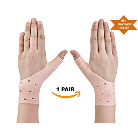 Thumb Loop Wrist Support - 1 Pair Gel Wrist Thumb Brace Support - Wrist & Thumb Stabilizer Gloves Braces, Fast Relief from Carpal Tunnel, Rheumatism, Tenosynovitis, Tendonitis & Typing Pain, (1 Pair) Breathable and Lightweight